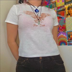 Super cute white graphic crop top